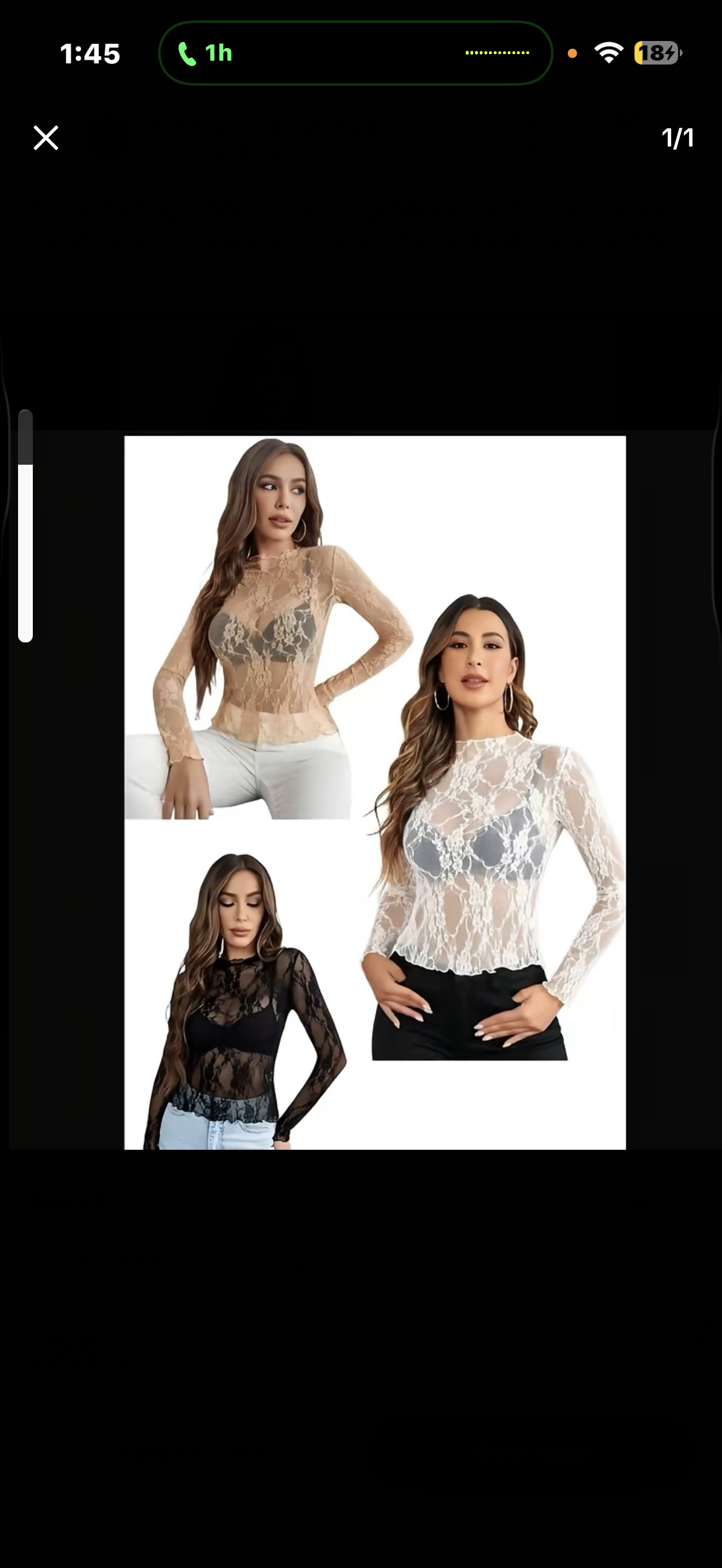 Bella Noir Lace Top (black)