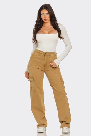 Cargo Denim Jeans Wide Leg