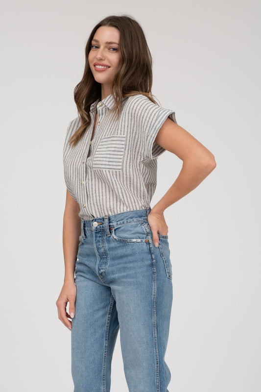 Striped Linen Ease with Vintage Denim