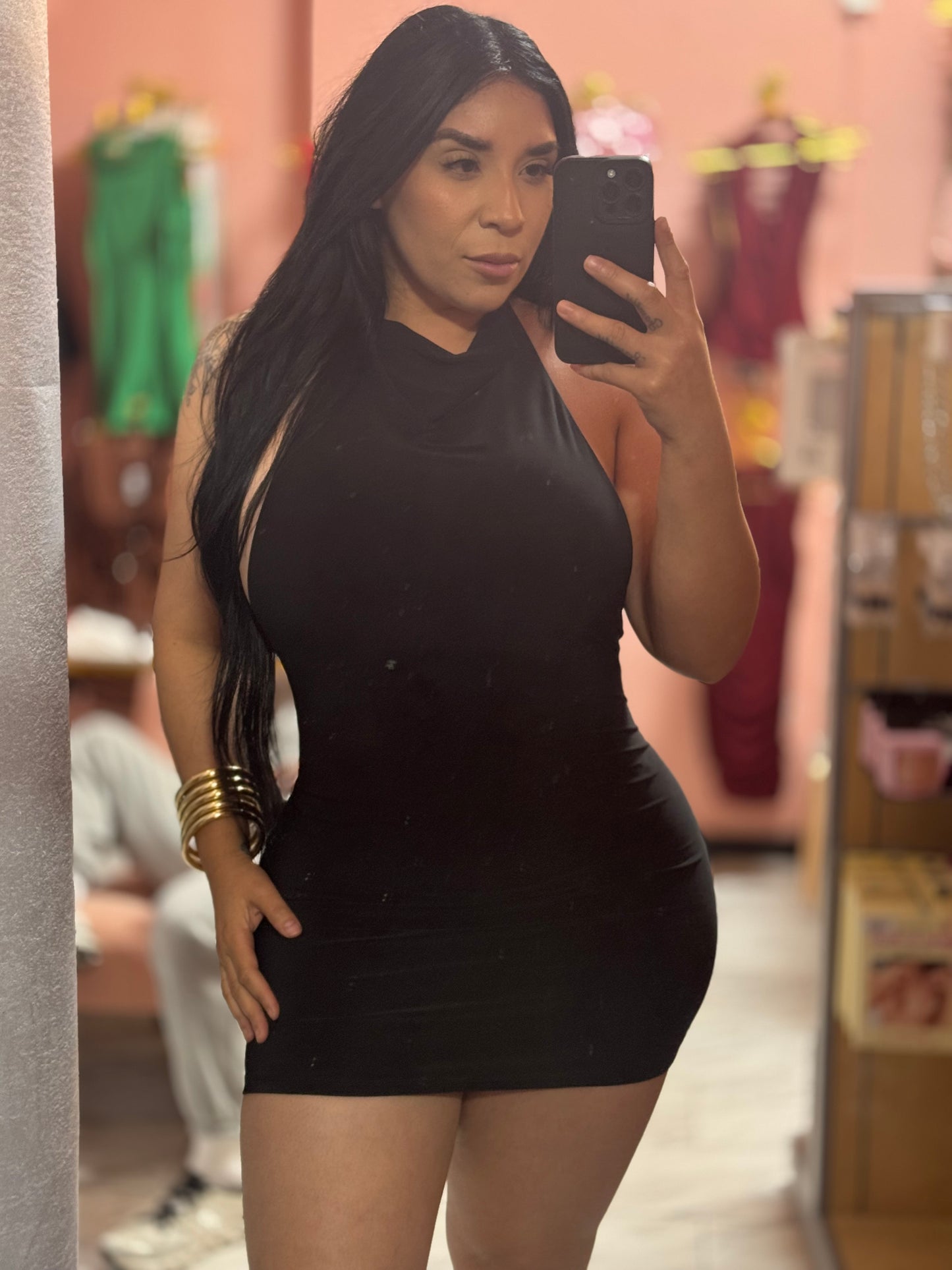 Halter Cowl Neckline Mini Dress