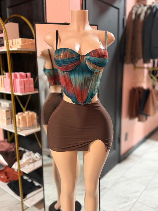 Printed Mesh Corset