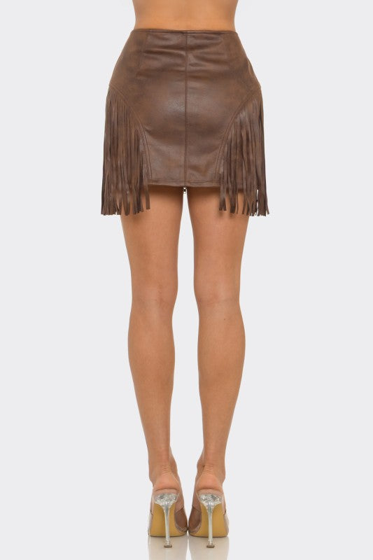 Whiskey Fringe Mini Skirt