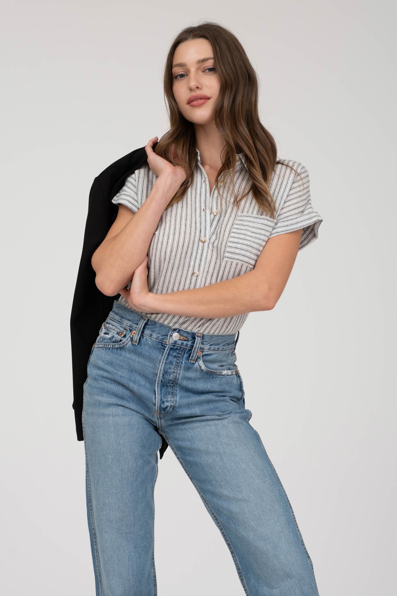 Striped Linen Ease with Vintage Denim