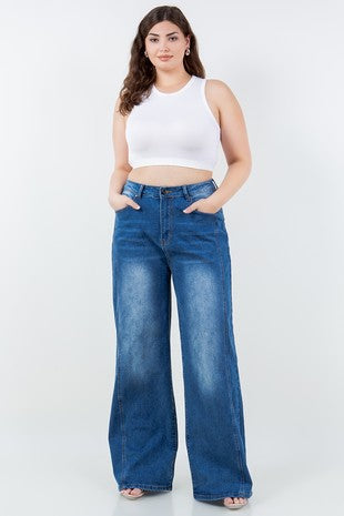 Plus size wide-leg jeans